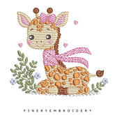 Adorable Giraffe with Bow Embroidery Design - 7 Sizes | FineryEmbroidery - FineryEmbroidery
